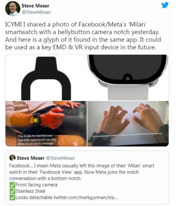 彭博社洩露Meta“Milan”智慧手錶;蘋果AR/VR頭顯將支援Wi-Fi 6E 彭博社洩露Meta“Milan”智慧手錶;蘋果AR/VR頭顯將支援Wi-Fi 6E