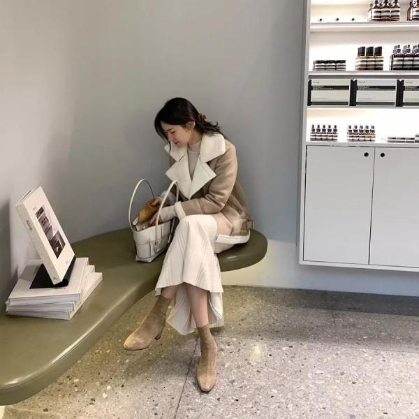 馬丁靴+裙子，長筒靴+裙子，好看+洋氣