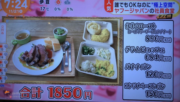 日本網民吐槽:中國員工食堂僅需7元(120日元)的公司餐太讚了 日本網民吐槽:中國員工食堂僅需7元(120日元)的公司餐太讚了