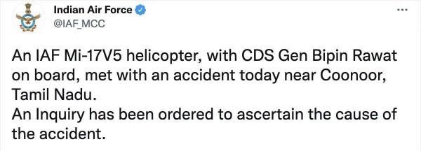 持續更新丨印度空軍直升機墜毀 致13人死亡