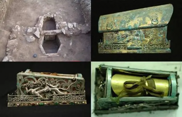 08年，山西古寺挖出唐代金棺，外包五層棺槨，金棺裡面發現舍利子