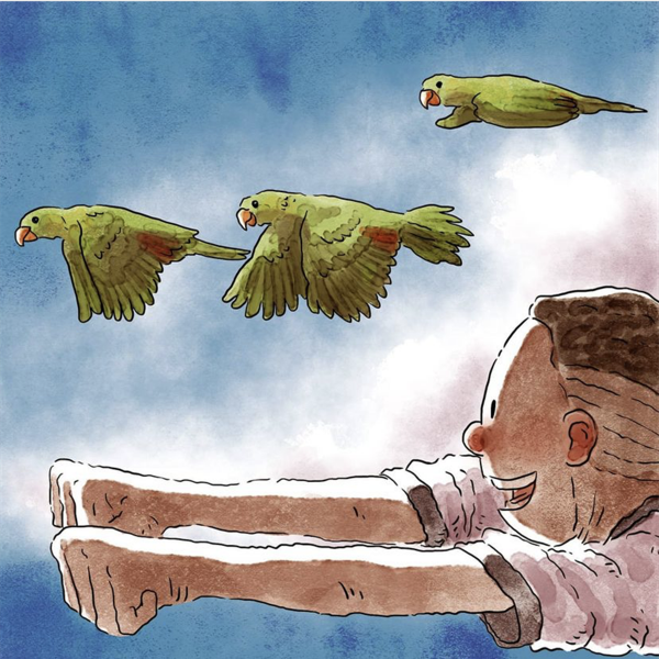 漫畫飛來的男孩，自由翱翔於藍天之上的小男孩，卻是戰爭的受害者