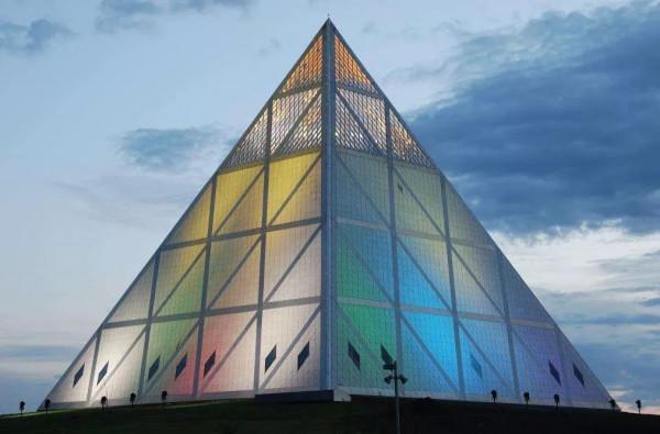 哈薩克五大地標建築夜景照明