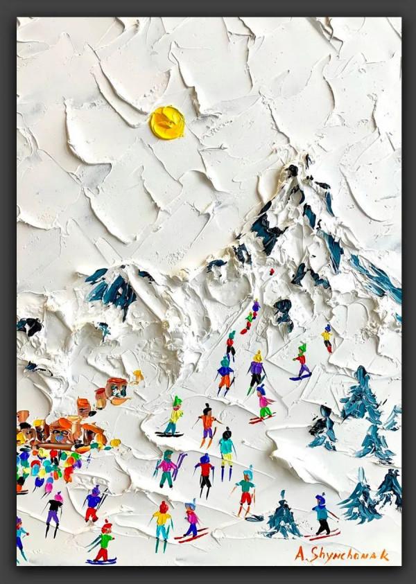 藝術｜用調色刀作畫，畫裡有你愛的皚皚白雪與朵朵浪花