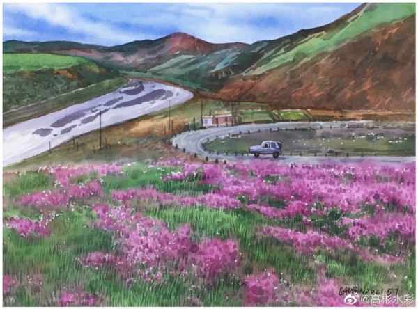 川美畢業的水彩大師，筆下繽紛的花卉、極致的風景靜物，張張迷人