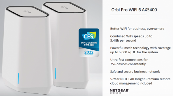 Netgear推出Orbi Pro SXK50 AX5400中小企業無線組網新品