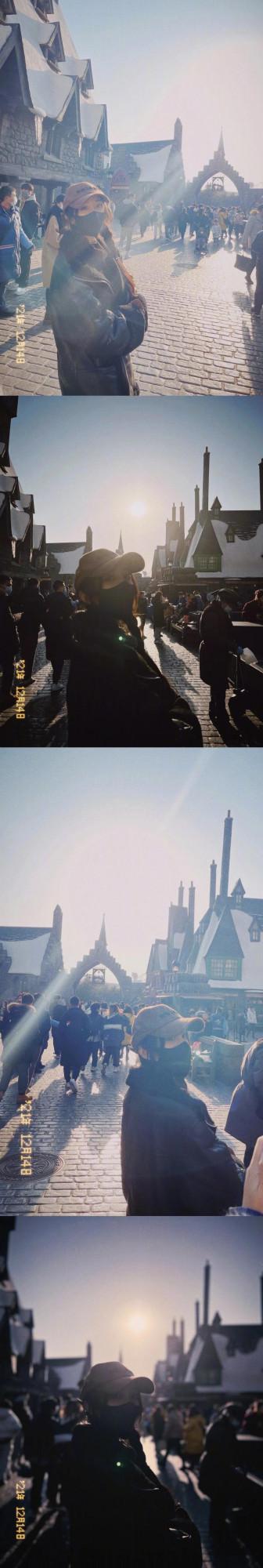 楊冪北京環球影城遊客照，私服超酷