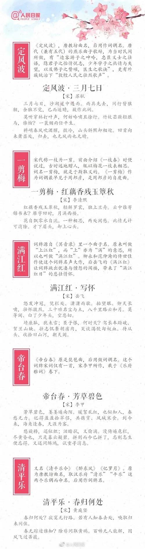 人民日報整理~45個經典詞牌名的由來!經典古詩詞知識,收藏學習 人民日報整理~45個經典詞牌名的由來!經典古詩詞知識,收藏學習