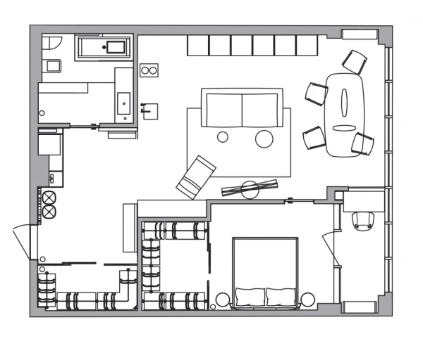 一居室小戶型，經典黑色系