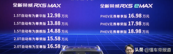 新車 | 燃油版/插混版同時推出,新款榮威RX5 MAX正式上市 新車 | 燃油版/插混版同時推出,新款榮威RX5 MAX正式上市