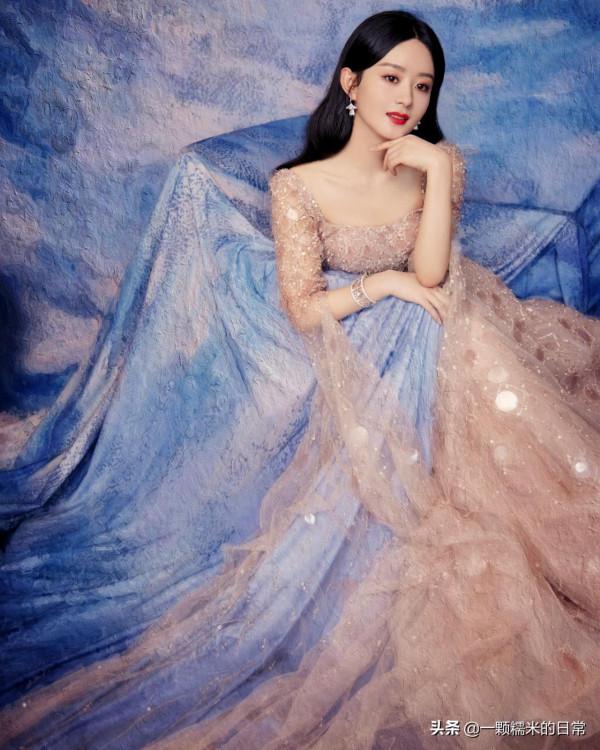 趙麗穎肉色蕾絲紗裙仙氣飄飄