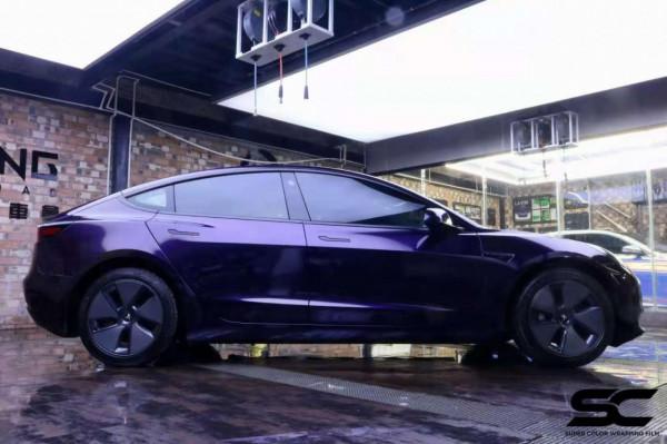 特斯拉MODEL3全車貼膜SC改色膜威尼斯紫