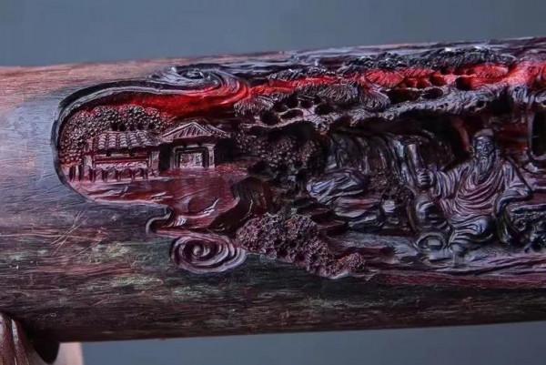 古木紫檀房梁一截，雕得橫財一根！好漂亮的手藝