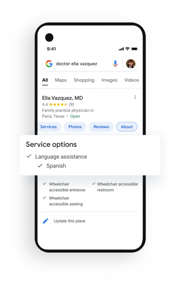 Google新的搜尋功能將使使用者更容易找到合適的醫生
