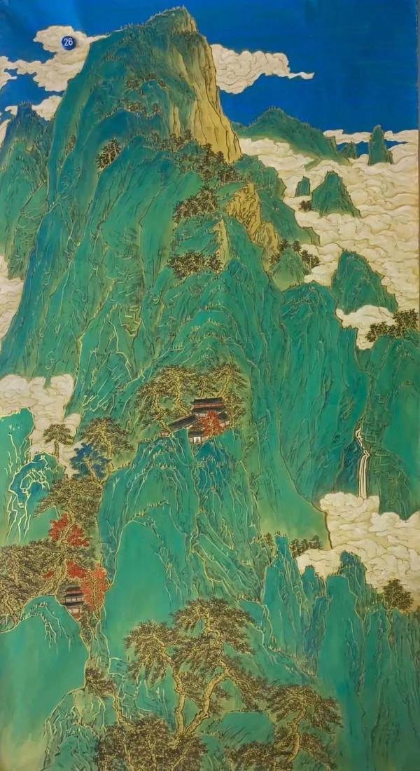 精品大六尺金線仿古山水 精品大六尺金線仿古山水