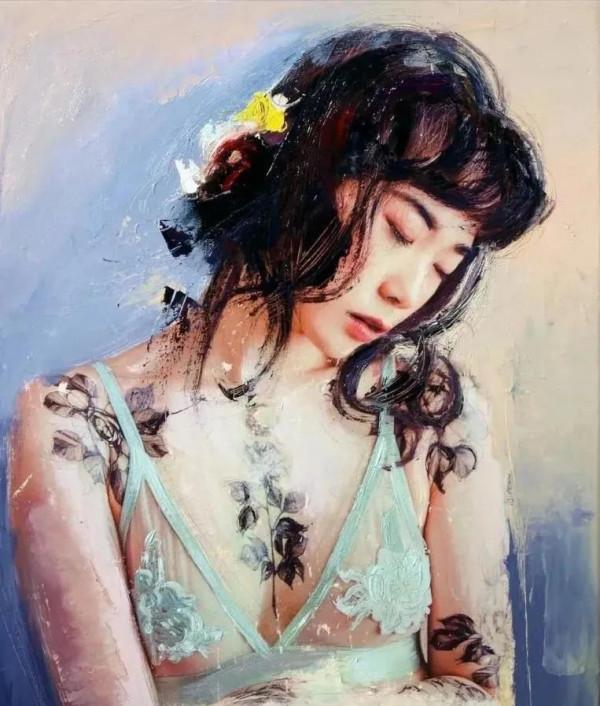 他用恣意灑脫的筆觸，畫出的女子顧盼生姿