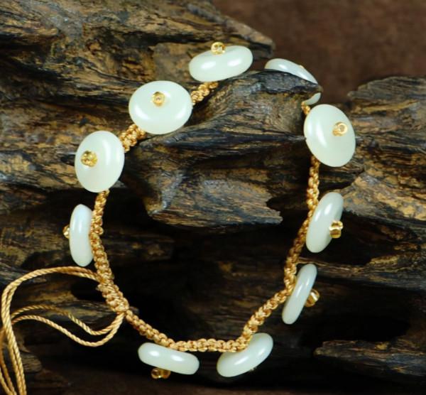 和田玉手串之平安扣手串