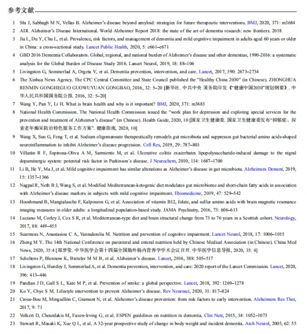 阿爾茨海默病腦健康營養干預專家共識