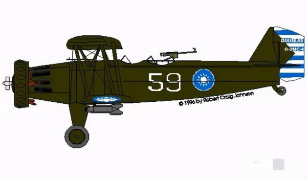 轟炸紅軍的蔣軍主力飛機，道格拉斯O-2MC雙翼偵察機