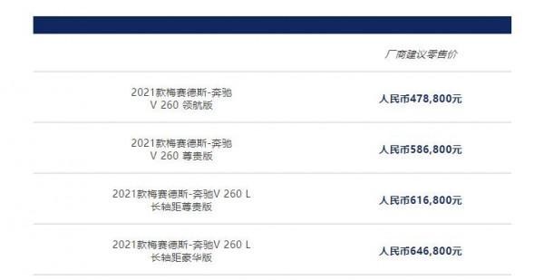 賓士V級新車型,售價61.68萬元 賓士V級新車型,售價61.68萬元