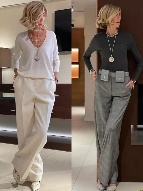 毛衣+短靴，毛衣+尖頭鞋，才是40+女人該有的冬季打扮，時尚浪漫