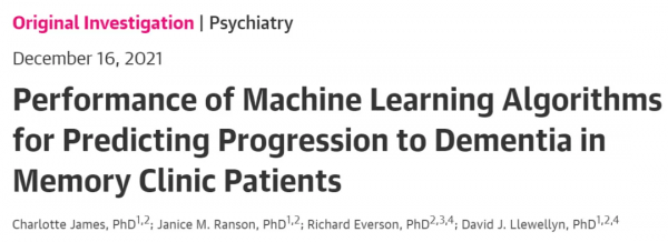 JAMA子刊：AI人工智慧準確預測哪些人將在兩年內患上痴呆症