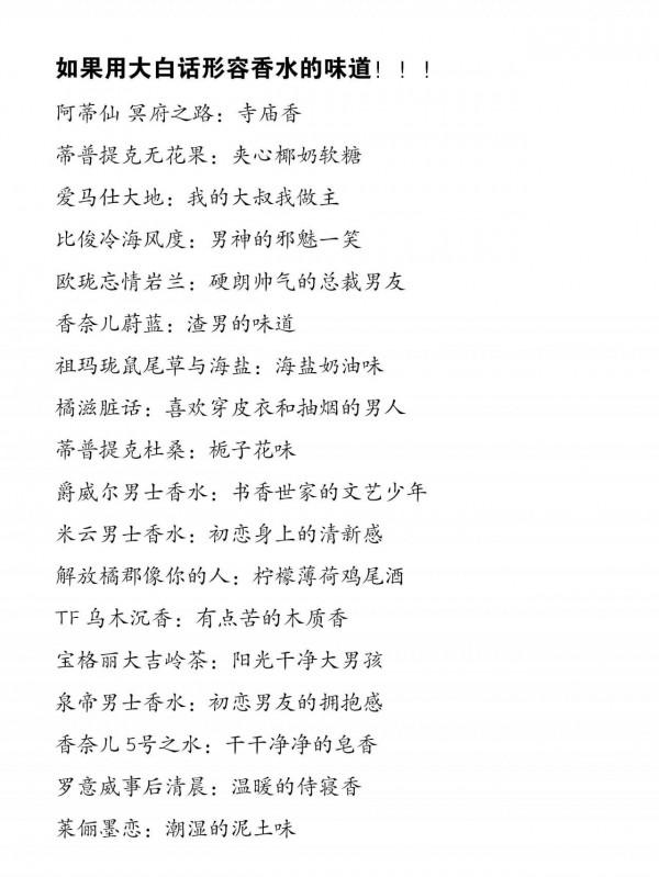 如果用大白話形容香水的味道