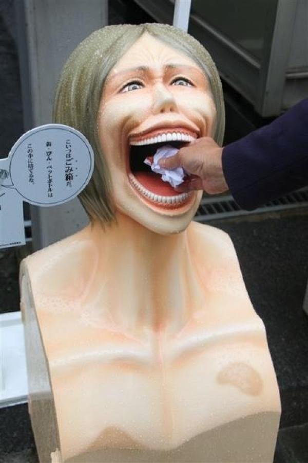 日本放置《進擊的巨人》垃圾桶呼籲民眾關心環保!但這太驚悚了吧 日本放置《進擊的巨人》垃圾桶呼籲民眾關心環保!但這太驚悚了吧