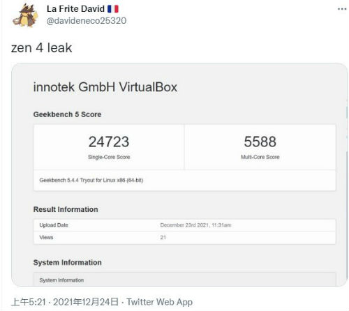AMD Zen 4處理器跑分曝光：效能是第二名8.5倍