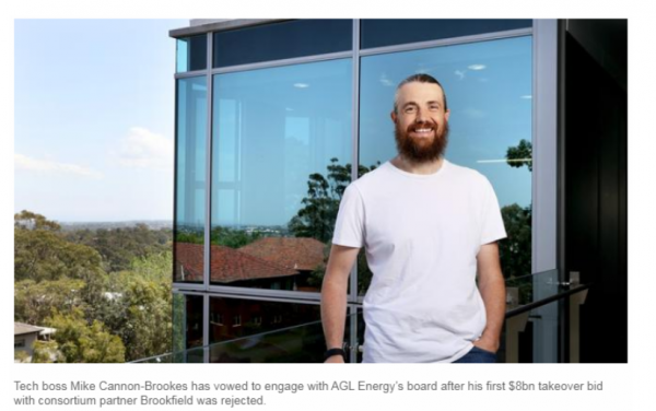 不會輕言放棄 澳科技大亨對AGL提出收購被拒