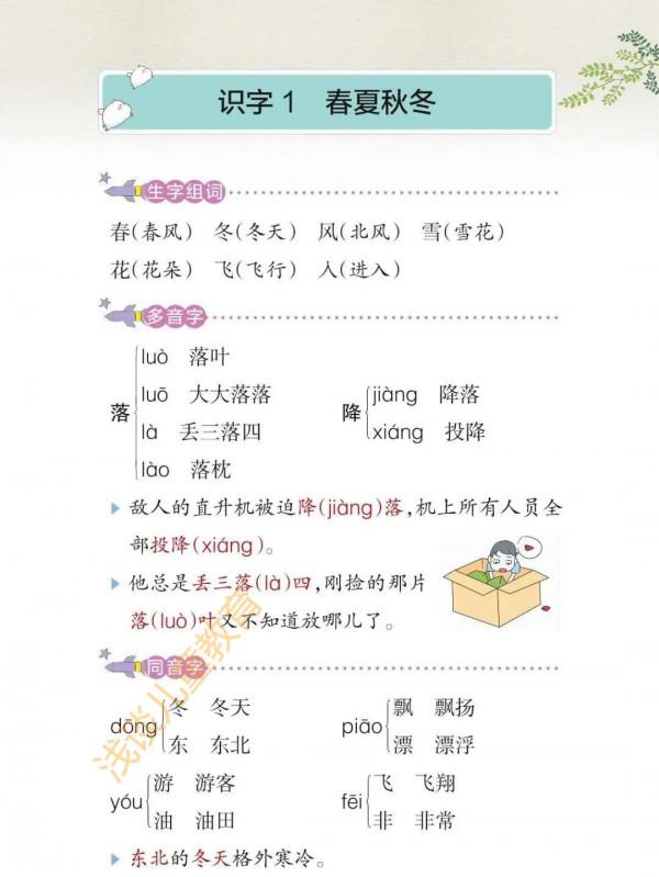 一年級語文下冊，經典課堂筆記，預習必備