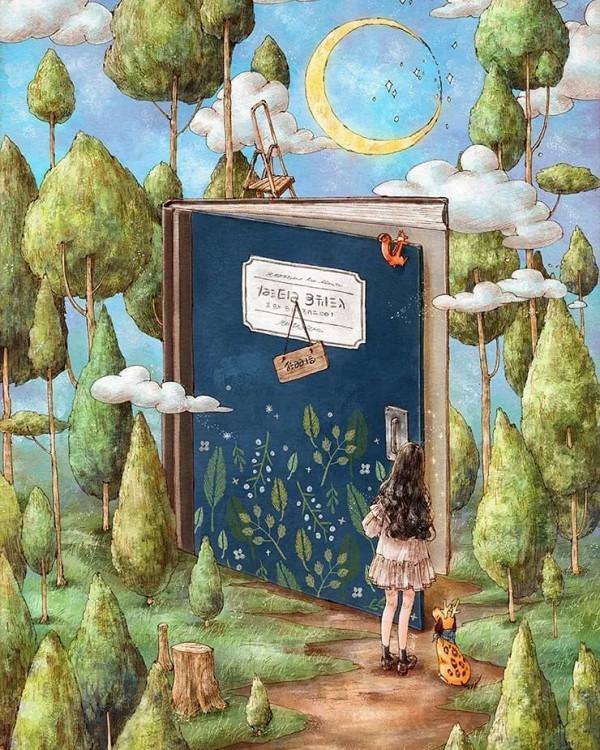 每日插畫｜aeppol的治癒系森林少女日記，休息一會兒再走也沒關係