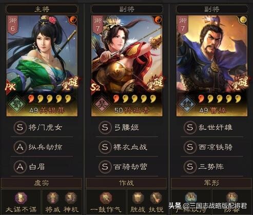 三國志戰略版巾幗三勢陣，白板吊錘15紅孫權吳槍，無懼主流隊