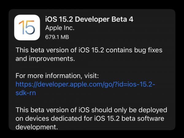 iOS15.2 Beta4 終於更新！修復上個版本嚴重問題