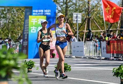 全運會-田徑：陝西隊女子20公里競走團體奪冠