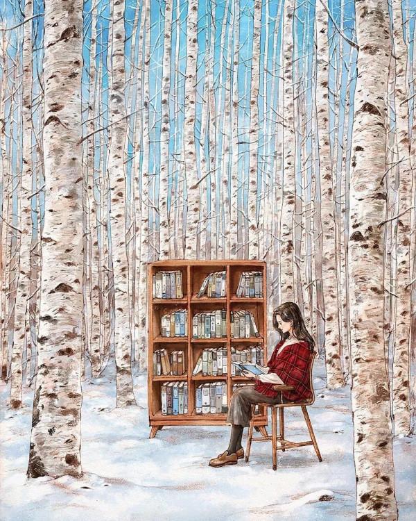 每日插畫｜aeppol的治癒系森林少女日記，休息一會兒再走也沒關係