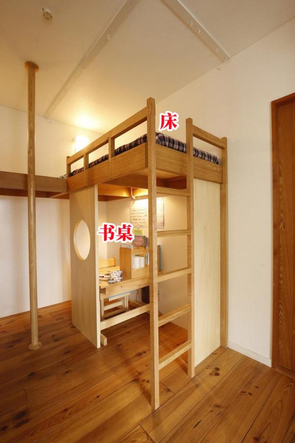 一間兒童房，雙床都抬高，又架出來2個學習區，2個孩子住也不擠