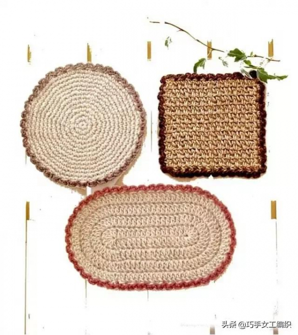 杯墊餐墊居然這麼美，幾團零碎毛線就能鉤一堆！（附圖解）