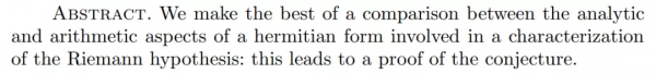 法國學者29頁預印本論文「證明」黎曼猜想,這次的方向對了嗎? 法國學者29頁預印本論文「證明」黎曼猜想,這次的方向對了嗎?