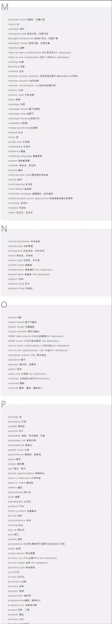 1800個程式設計常用英文詞彙，編碼路上暢通無阻