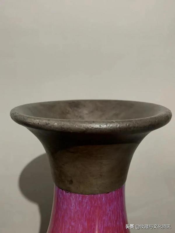 清代錫包口紅硃砂釉玉壺春瓶 鑑賞