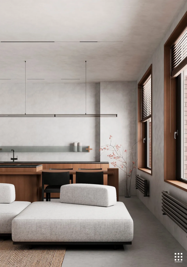 62㎡水泥灰+原木，溫暖舒適