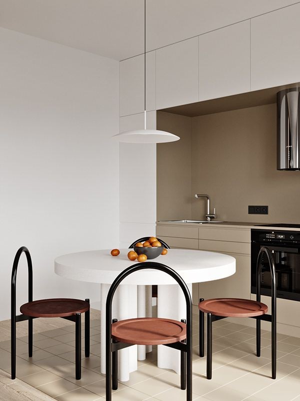 進門延伸張弧形書桌，玄關儲存、用餐區一次性搞定，實用無敵