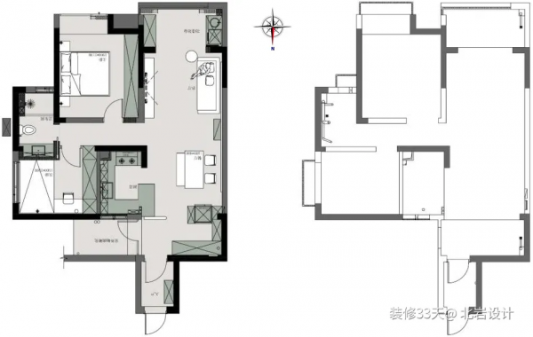 80平現代簡約清新剛需兩居