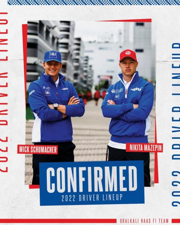哈斯車隊官宣下賽季車手陣容:米克-舒馬赫和馬澤平繼續搭檔 哈斯車隊官宣下賽季車手陣容:米克-舒馬赫和馬澤平繼續搭檔