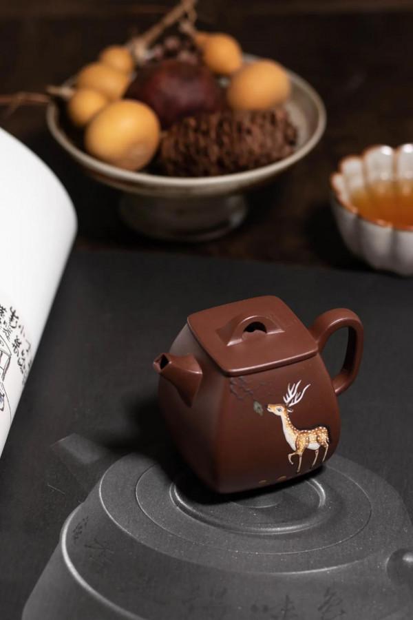 四方小鹿壺紫泥