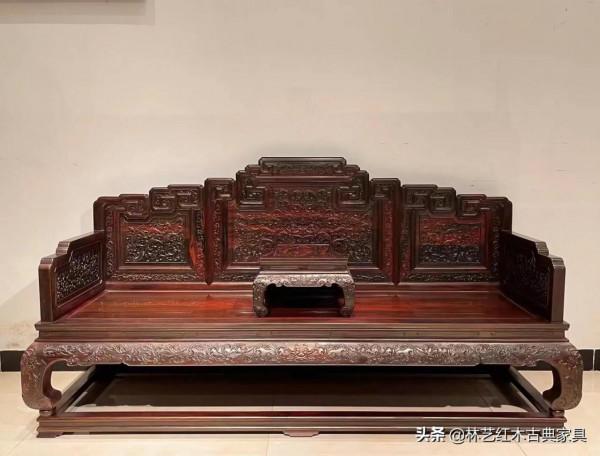 大紅酸枝無補西番蓮沙發