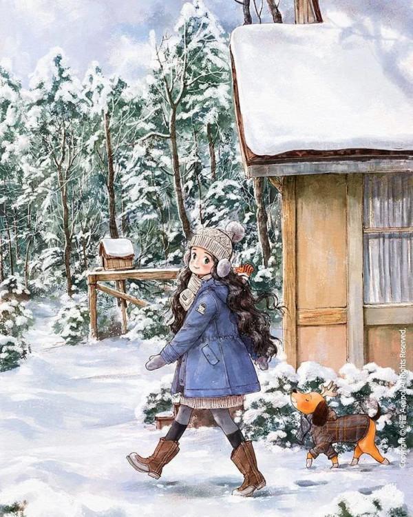 每日插畫｜aeppol的治癒系森林少女日記，休息一會兒再走也沒關係