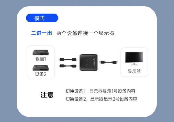 一鍵切換 無需頻繁插拔支援4K60Hz 奧睿科HDMI2.0雙向切換器
