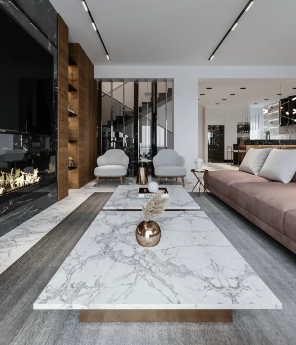 大理石裝飾現代公寓，高階浪漫